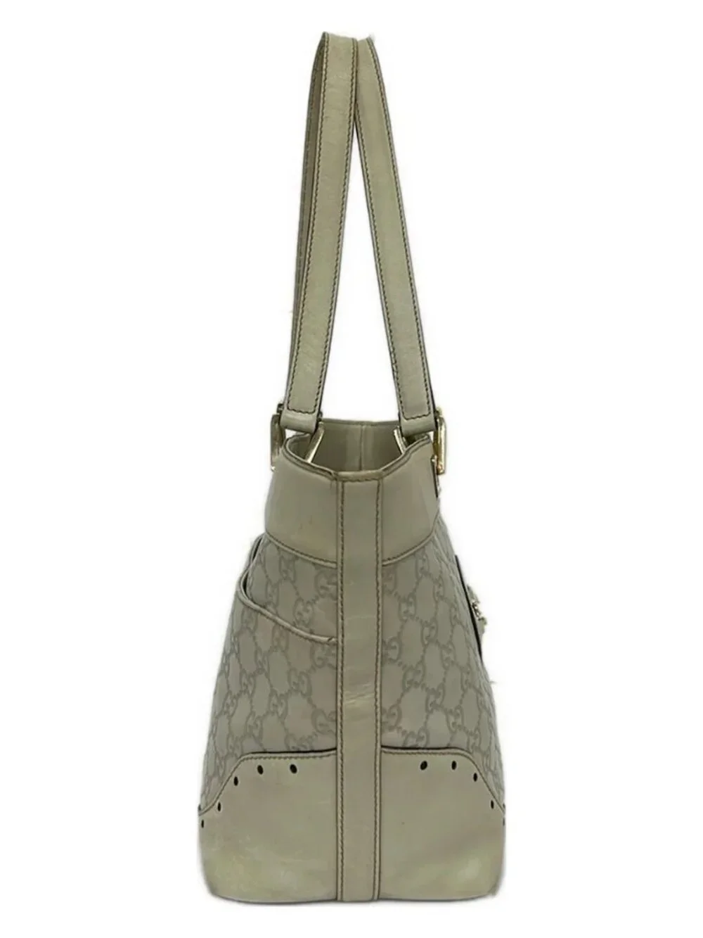 GUCCI Guccissima 145993 Cream Light gray Leather Handbag
